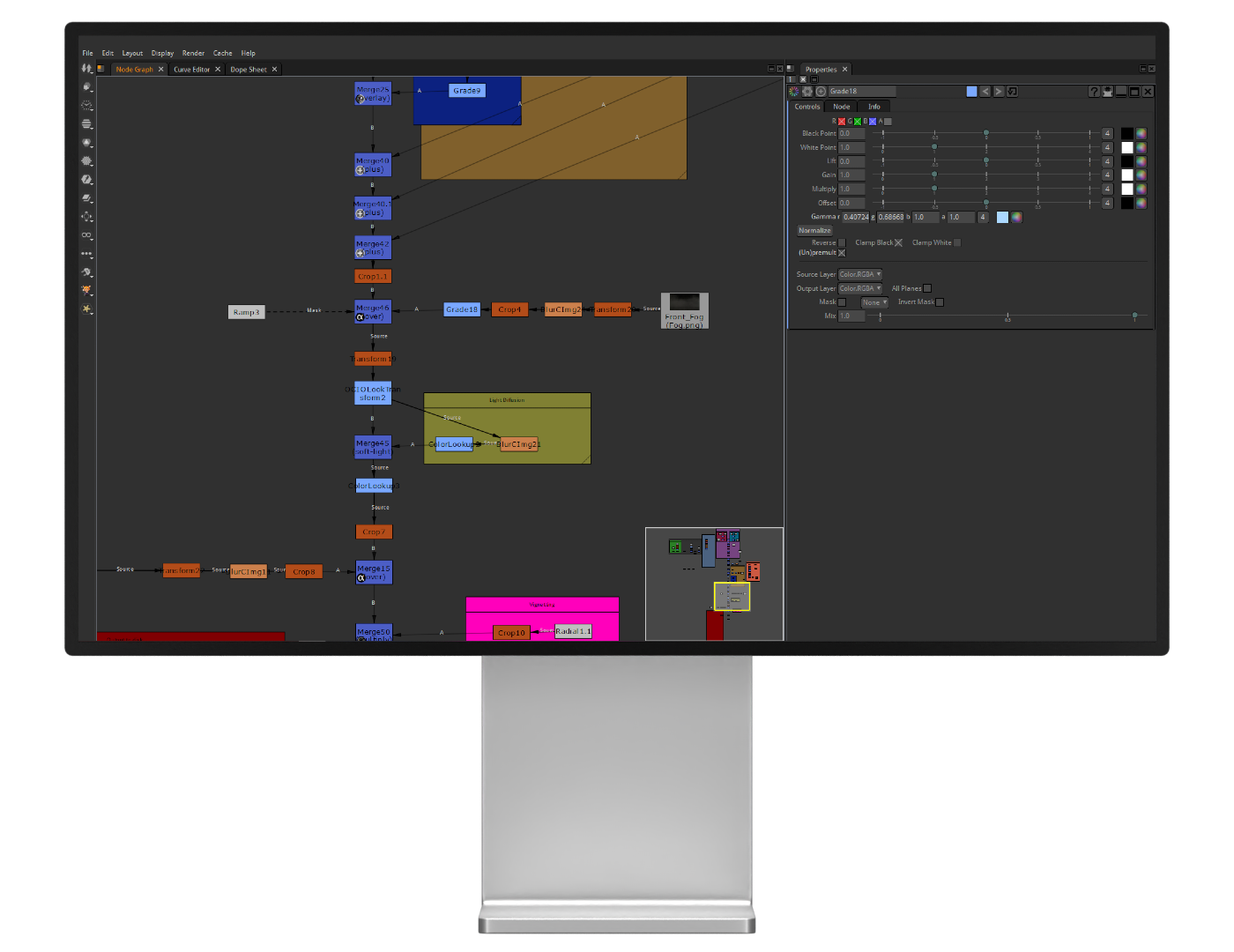 A flatscreen monitor displaying Natron's node-based interface