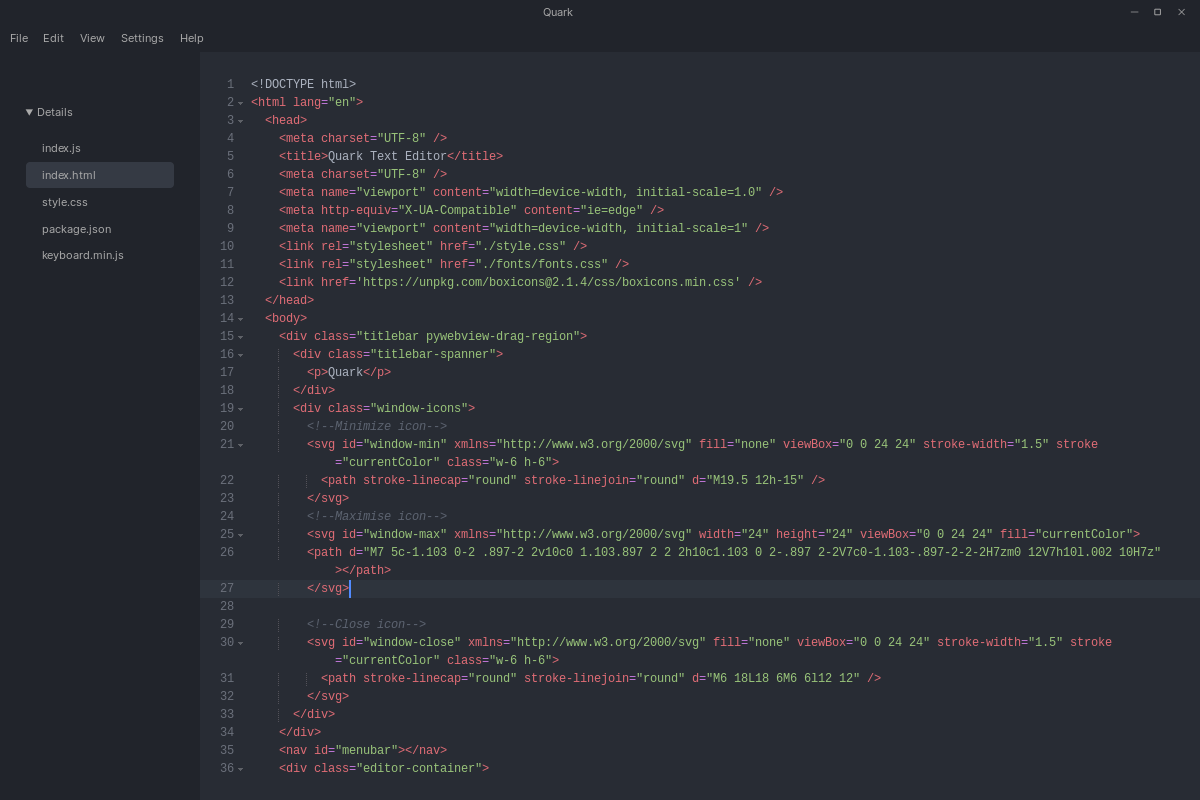 Quark code editor screenshot